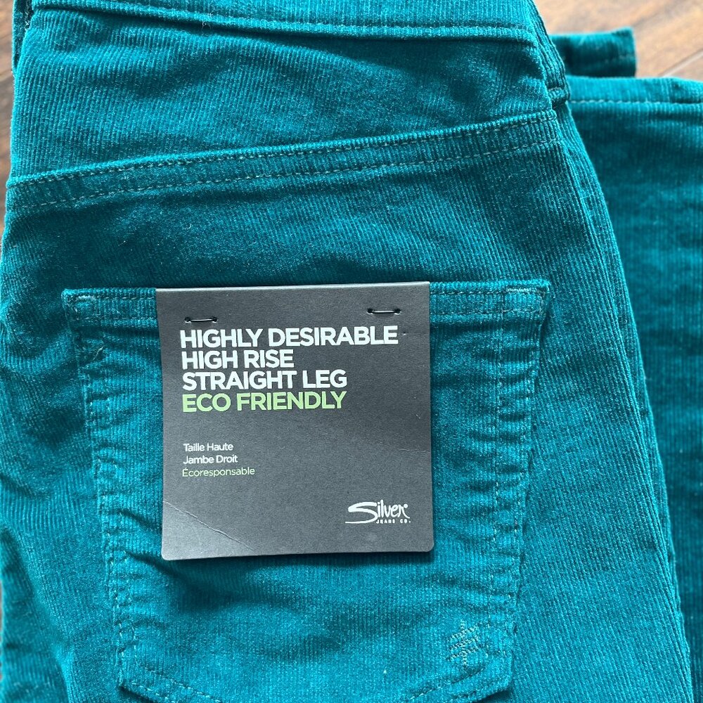 Silver Jeans - Highly Desirable High Rise Straight Leg Green Cord Jean W26 L28